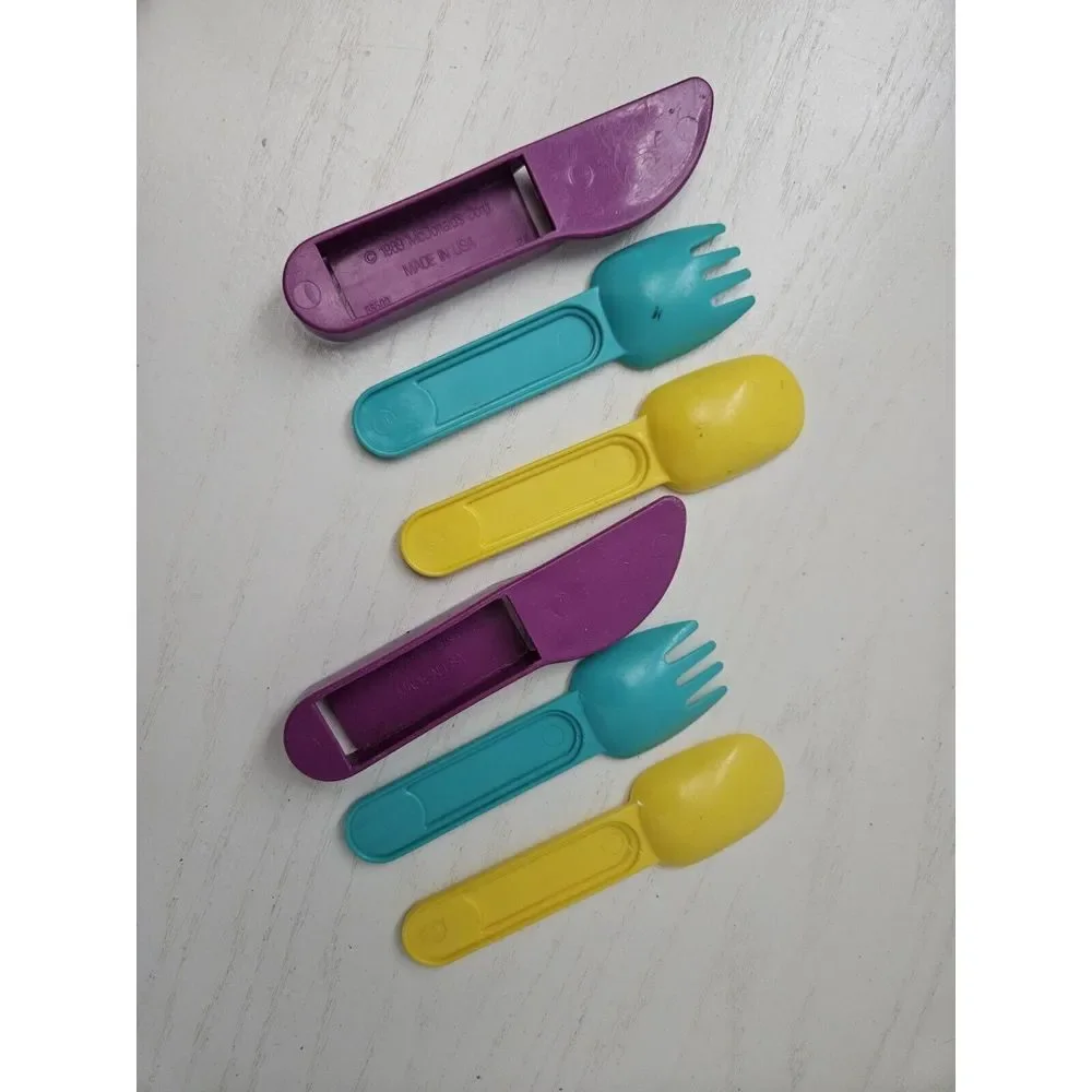 Vintage 1989 McDonalds Camp McDonald Land Fork Knife‎ Spoon Set 3 Pc